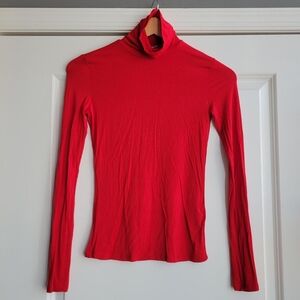 H&M Red Long-Sleeve Turtleneck Top